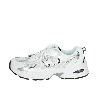 Imagem de New Balance Tênis infantil unissex 530 (criança grande), Branco/índigo natural/prata metálico, 19