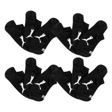 Imagem de Kit Meia Soquete Puma Invisível - 12 Pares, Preto, 39/43