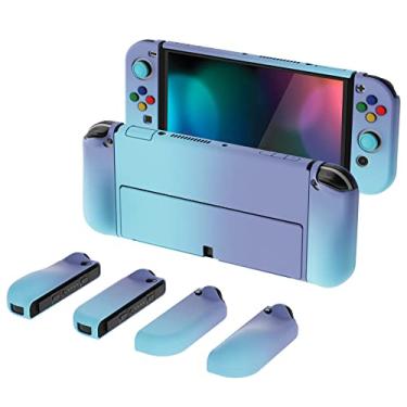 Imagem de PlayVital AlterGrips Capa protetora fina para Nintendo Switch OLED, capa ergonômica para Joycon, capa rígida acoplável para Switch OLED com tampas de aperto de polegar e tampas de botão - Azul violeta