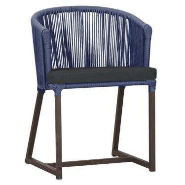 Imagem de Cadeira De Jantar Noronha Alumínio Marrom E11 Trama Original Azul