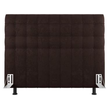 Imagem de Cabeceira Cama Box Casal King Size Dahlia 195Cm Com Frame Sintético Marrom - Abmaza