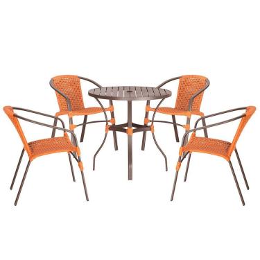 Imagem de 04 Cadeiras Floripa E Mesa Roma 100cm Marrom Trama Original Terra Cota