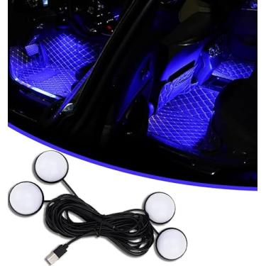 Imagem de Luzes LED para interior de carro, acessórios de carro, kit de luz neon ambiente automotivo com porta USB, presentes para homens e mulheres, luzes decorativas 4 em 1 para carro, jardim, casa, festa