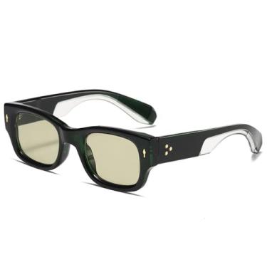 Imagem de Óculos de Sol Femininos com Rebites e Hastes Largas, Estilo Punk, Duas Cores, Proteção UV400, para Esportes ao Ar Livre, Corrida e Ciclismo, Verde Escuro