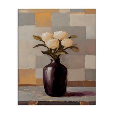 Imagem de Stupell Industries Arte de parede em tela de luxo rosas brancas em vaso, design por Franklyn Gregory, 20 x 16