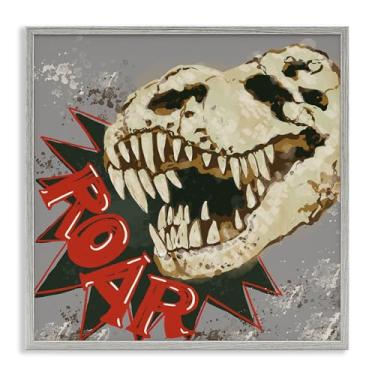 Imagem de Stupell Industries Roar Dinosaur Skull Black Framed Giclee Art, design por Connie Summers, 61 x 61 cm