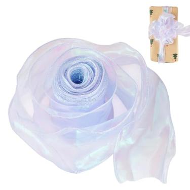 Imagem de Bestewelry Fita de cauda de peixe com glitter de 15 metros fitas largas de poliéster brilhantes fitas transparentes para buquê de flores, embalagem de presente de dia dos namorados, decoração de