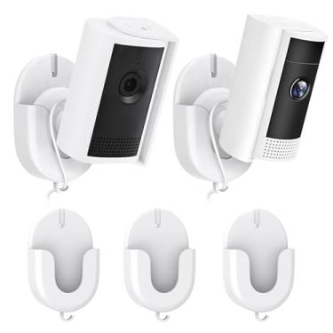 Imagem de Pacote com 3 anéis adesivos para câmera Wyze Cam v3/v4/OG/Ring Indoor Cam/Blink Outdoor 4/Blink Mini, duas maneiras de instalação fácil, suporte de parede sem perfuração para câmera interna