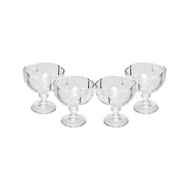 Imagem de Conjunto 4 Taças para Sobremesa Wolff Butterfly 200ml Vidro Incolor com Relevo Elegante Transparente