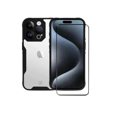 Imagem de Kit Capa Dual Shock Sense e Pelicula Coverage 5D Pro Preta para iPhone 15 Pro - Gshield