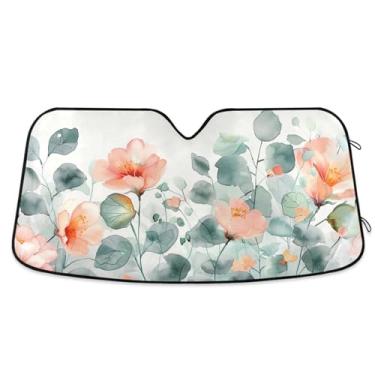 Imagem de ATTX Aquarela Flores Para-brisas Carro Para-brisa 139.7 cm x 70.1 cm Protetor Solar Universal com Proteção UV, Persiana de Janela Frontal Auto Dobrável para Sedans SUVs Caminhões #208