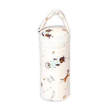 Imagem de Porta Mamadeira e Copo Bebê e Infantil Térmico 1 Litro Impermeável Bege Circus