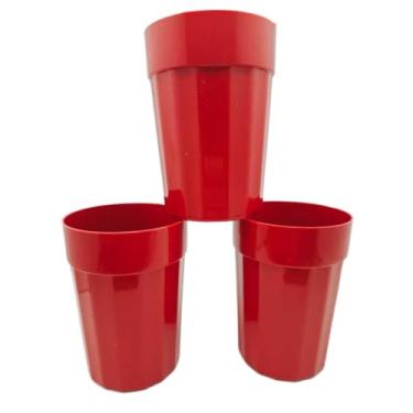 Imagem de Kit de Copos Reutilizáveis 350ml Plástico Resistente Colorido para Festa Infantil Eventos Escolares(VERMELHO,10)