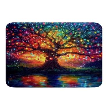 Imagem de Erosebridal Tapete de porta Árvore da Vida Dreamy Tree of Life Tapete de banho antiderrapante 40,6 cm x 61 cm, arco-íris árvore da vida, tapete de banheiro para crianças, meninos, meninas, acessório