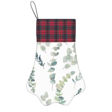 Imagem de SKKNT Meias de Natal com estampa de folhas de eucalipto, animais de estimação, decoração de Natal, cães, gatos, árvores, doces, presente, conveniente