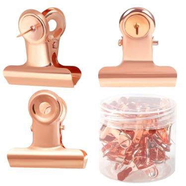 Imagem de LLMSIX 20 peças de grampos de polegar dourados para serviço pesado, clipes de metal para cubículos, pinos de placa de cortiça, sem furos para papel, clipes de papel criativos com aderência para quadro