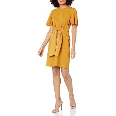 Imagem de Donna Morgan Vestido feminino de crepe com laço frontal, Chai Tea, 40