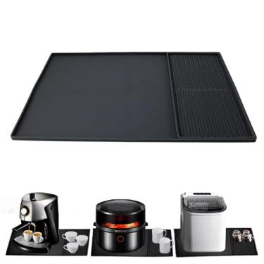 Imagem de ZAWELIYO Tapete de Gotejamento para Máquina de café, Tapete de Secagem de Zona Dupla de Silicone Com Isolamento Térmico e Bandeja de Gotejamento para Bancada de Cozinha, Absorve Vibrações (Preta)