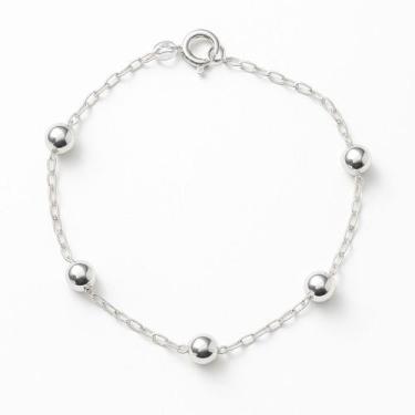 Imagem de Pulseira De Prata Legitima 925 Com Bolinha Delicada Original - Lojas L