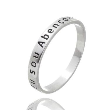 Imagem de Anel Aparador Aliança Feminino Eu Sou Abençoada Prata Lei - Lojas La&N