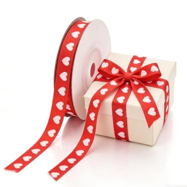 Imagem de Fita de coração de cetim vermelho para embrulho de presente, fitas com fio para artesanato, presentes de dia dos namorados, para mulheres, fita de arame para fazer laços, decoração de festa faça você