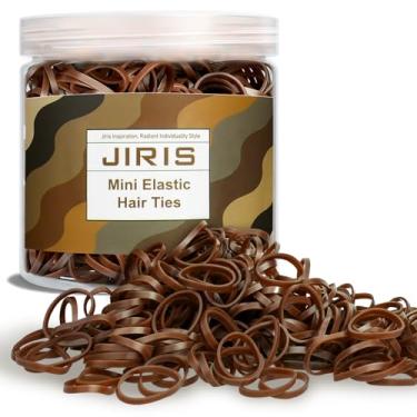 Imagem de JIRIS Brown1000 peças de mini elásticos de cabelo, elásticos de plástico macio e durável para meninas, laços de rabo de cavalo elásticos para penteados e tranças infantis