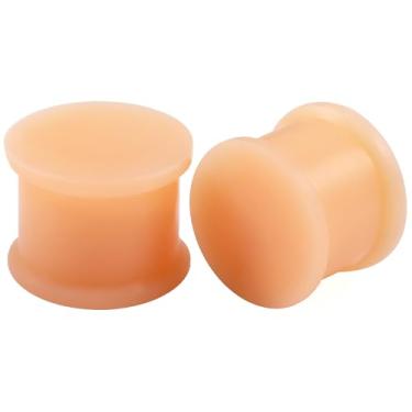 Imagem de Uqnwbdq Brincos de alargadores de orelha de silicone de pele de 22 mm para orelhas Platic Rubber Soft Tunnels Plugs for Ear Double Flare Gauges Size 22 mm Piercing Jewerly Kit de alongamento feminino