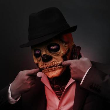 Imagem de Máscara de Halloween Cysudo Scary Full Head Skull com mandíbula em mov