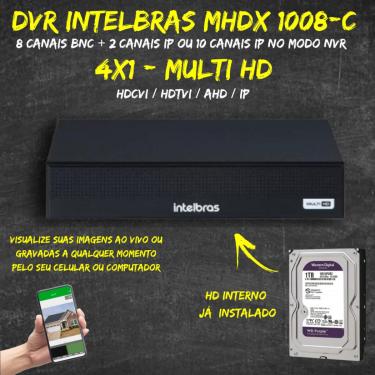 Imagem de Kit 5 Câmeras Intelbras 2 cam Full Color 3 cam 1220b Full Hd Dvr Mhdx 1008-C