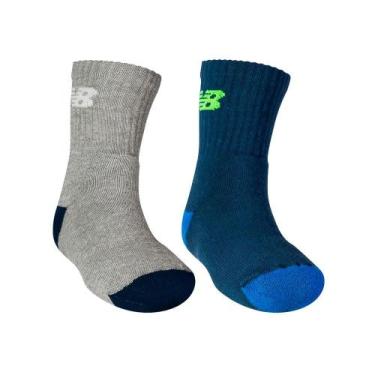 Imagem de Meia New Balance Infantil Atoalhada cano alto, Azl, Cnz, Pto, 29-32