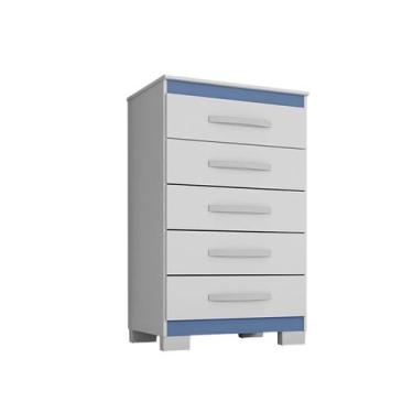 Imagem de Cômoda Santos Com 5 Gavetas 90x56 Branco Flex EdeCasaMoveis