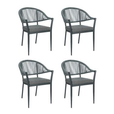 Imagem de Kit com 4 Cadeiras em Alumínio e Corda Náutica para Área Externa Amalfi Grafite