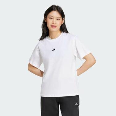 Imagem de Camiseta Adidas Ess Small Logo Feminina Branca e Preta, M