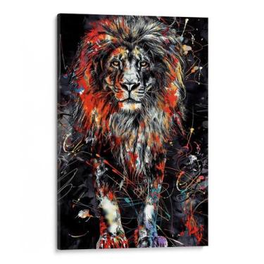 Imagem de Quadro Leão em Explosão de Cores - Mioquadros, 160x100 cm, Borda Infin