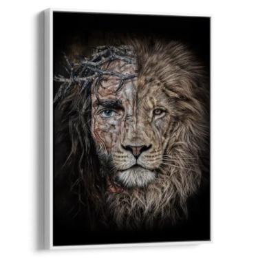 Imagem de Quadro decorativo Leão de Judá - Mioquadros, 90x60 cm, Branco