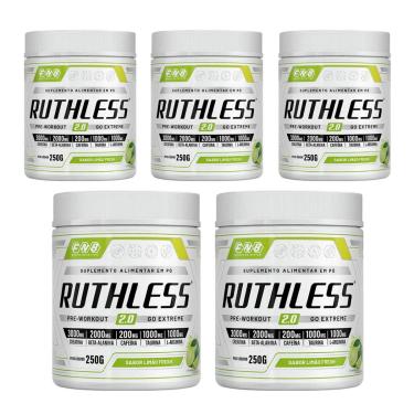 Imagem de Kit 5 Ruthless 2.0 Pré-treino Sabor Limão 5x250g FNB Sport Nutrition-Unissex