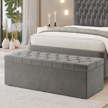 Imagem de Calçadeira Baú Sagitarius em Veludo para Cama Box Casal Queen 160cm