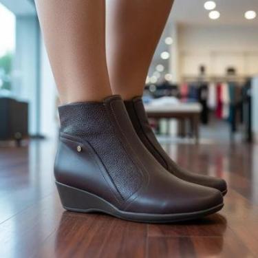 Imagem de Bota Feminina Cano Baixo Anabela Baixa Tamanho Grande Confort Piccadilly 143217-Feminino