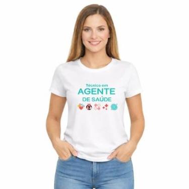 Imagem de Camiseta Feminina Agente de Saúde Slim Básica Manga Curta Moda Casual-Feminino