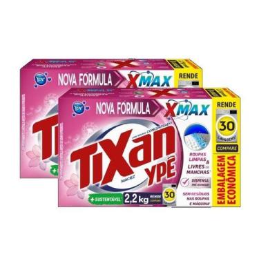 Imagem de kit 2 Ypê Lava Roupas em Pó Tixan Maciez Caixa 2,4Kg