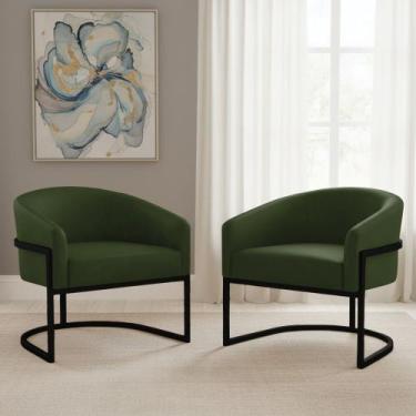 Imagem de Poltrona Sala Decorativa kit 2 Arielle Industrial Preto Sintético PU D