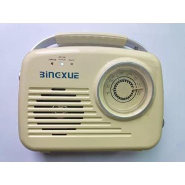 Imagem de Rádio Retro AM FM, Pequenas Rádios Portáteis com Bluetooth, Funcionam com Pilhas C*4 ou Conectadas à Parede, Suportam Cartão SD/USB/Entrada AUX/Saída de Fones para Casa/Exterior (Bege)