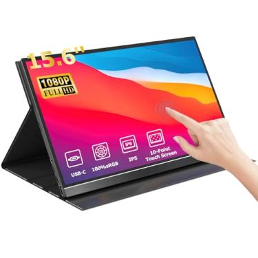 Imagem de Monitor Portátil Touchscreen de 15,6", Tela IPS FHD 1080P, Monitor Externo USB-C e HDMI com Toque de 10 Pontos,Capa Inteligente, Alto-falantes Duplos,para Notebook, PC, Celular e Dispositivos de Jogos