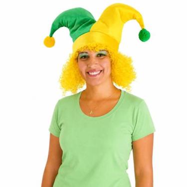 Imagem de Chapéu Bobo da Corte Verde e Amarelo com Peruca Festa Brasil - Sulamer