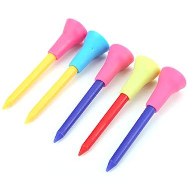 Imagem de 01 Suporte de bola de golfe Tees, 5 peças portáteis de plástico resistente Golf Tees suporte de bola de golfe para campo de golfe para campo de esportes