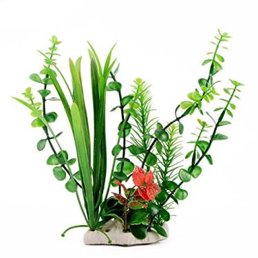 Imagem de Decoração de aquário CNZ Decoração de peixe, enfeite de enfeite de plástico artificial, verde, 23 cm de altura