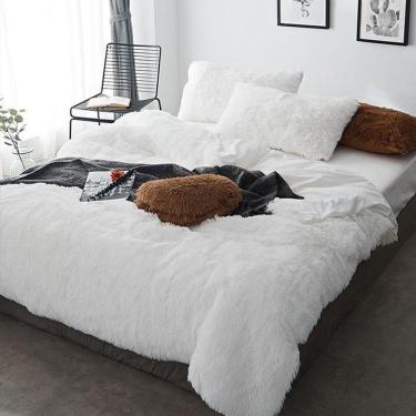 Imagem de Jogo De Cama Solteiro 6 Peças Com Edredom Pelúcia Branco
