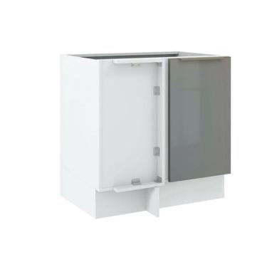 Imagem de Balcão de Canto Madesa Lux 1 Porta Branco Cinza