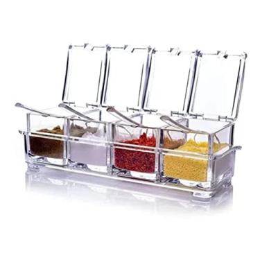Imagem de Casas Almeidas Porta Condimento Tempero Acrílico Moderno Organizador Cozinha 23,8 cm x 9,5 cm x 7,5 cm