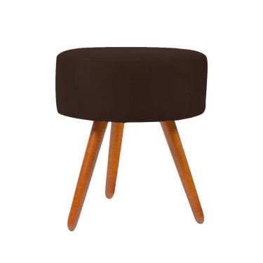 Imagem de Puff Para Sala Redondo Pé Palito Suede Marrom